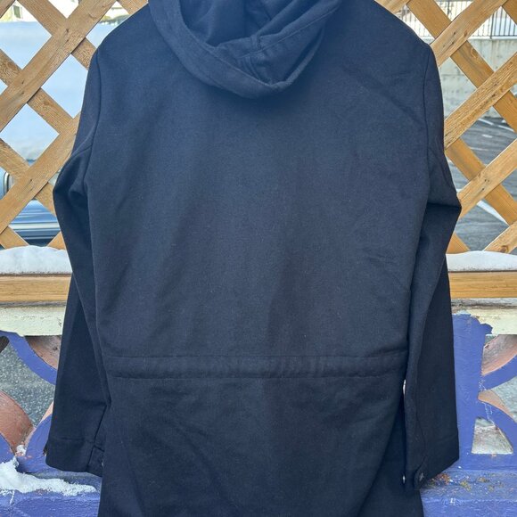 $850 Stephan Schneider Black Wool Hooded Coat/ Jacket - Large- XL - Picture 3 of 12